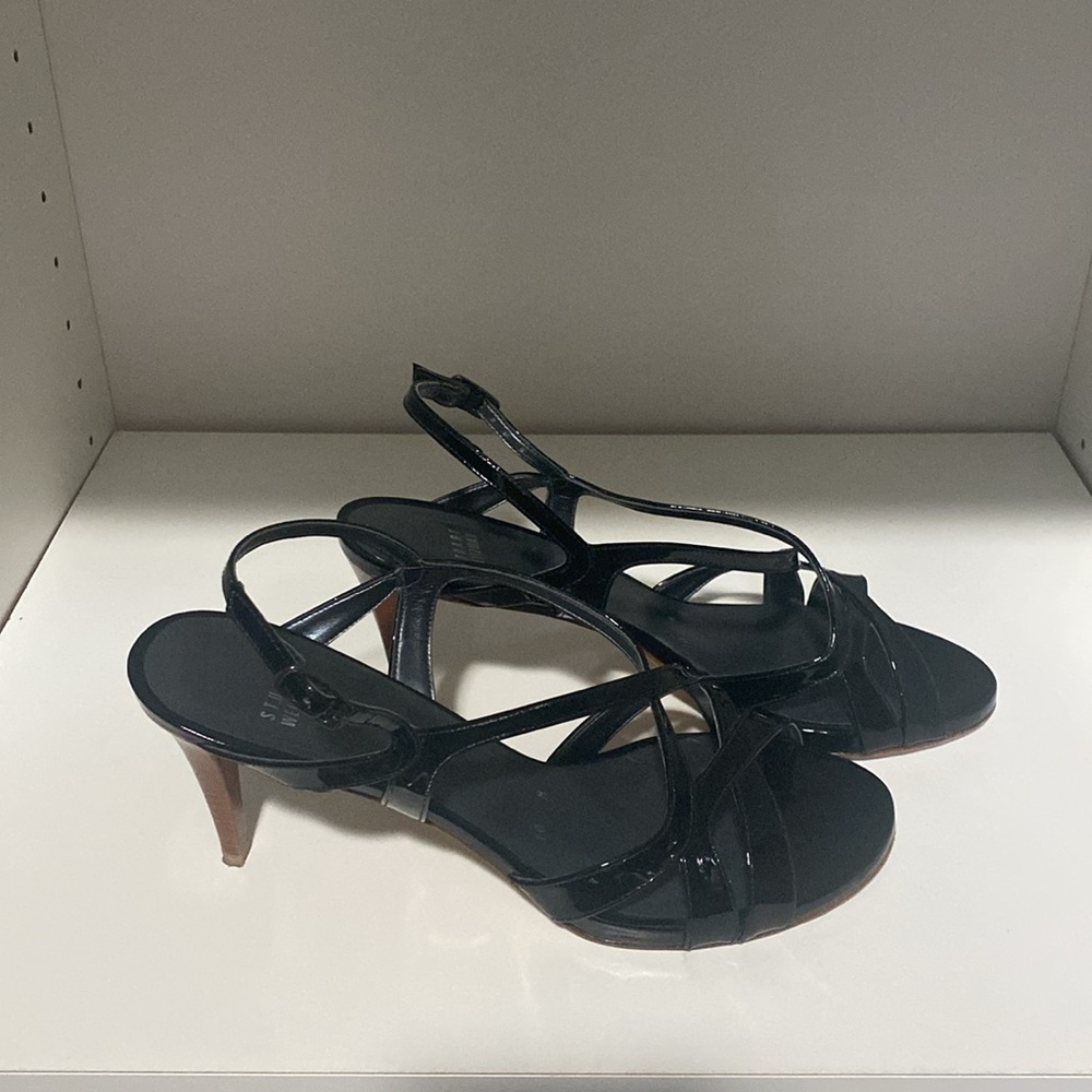 Stuart Weitzman Black Patent Leather Sandals